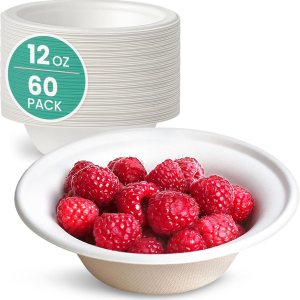 Paquete de 60 cuencos de papel compostables, cuencos biodegradables de 12 onzas, cuencos de sopa desechables, cuencos ecológicos de caña de azúcar Paquete de 60 cuencos de papel compostables, cuencos biodegradables de 12 onzas, cuencos de sopa desechables, cuencos ecológicos de caña de azúcar