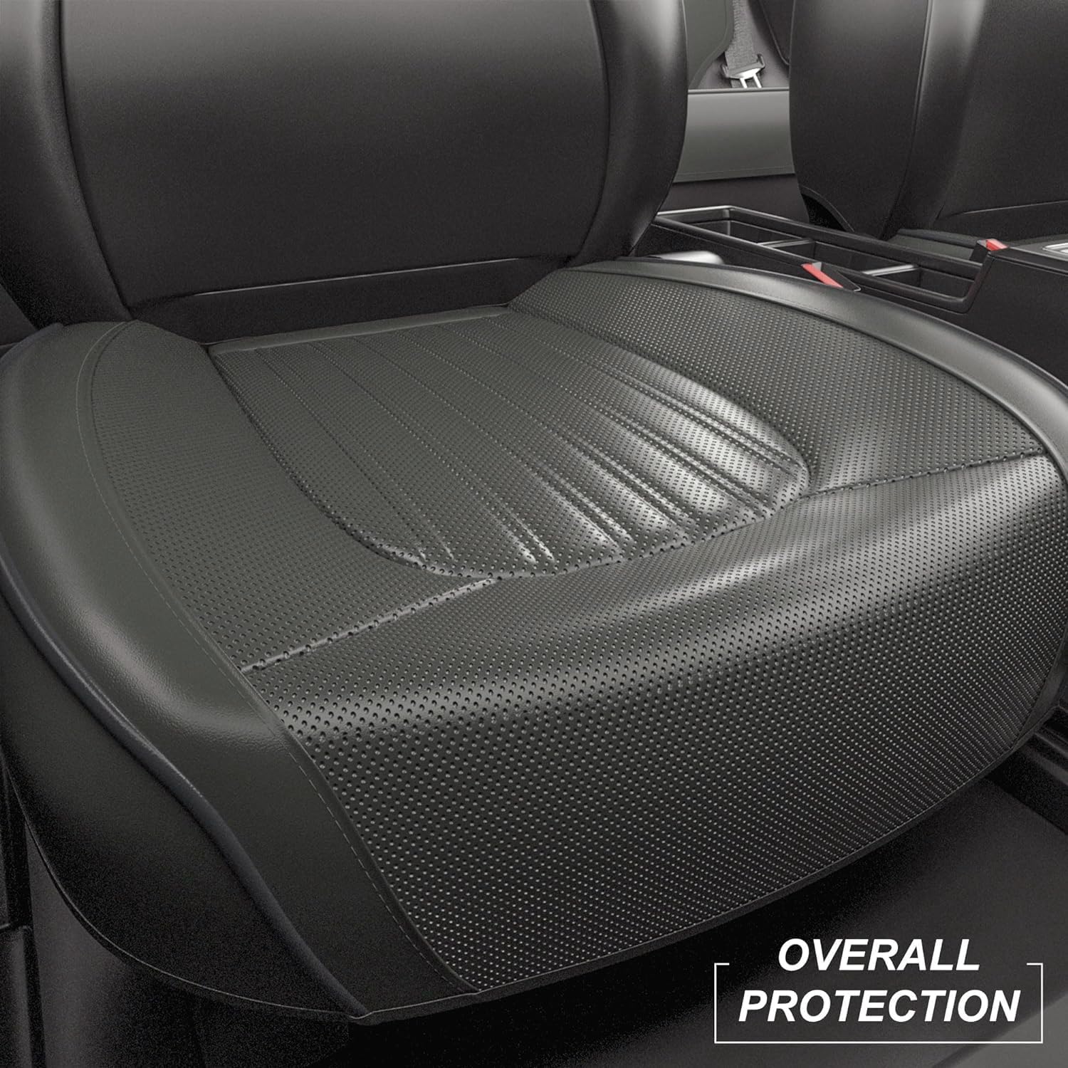 2 fundas ZC para asiento de automóvil, fundas de cojín para asiento delantero y inferior, piel de napa impermeable, antideslizantes y envolventes