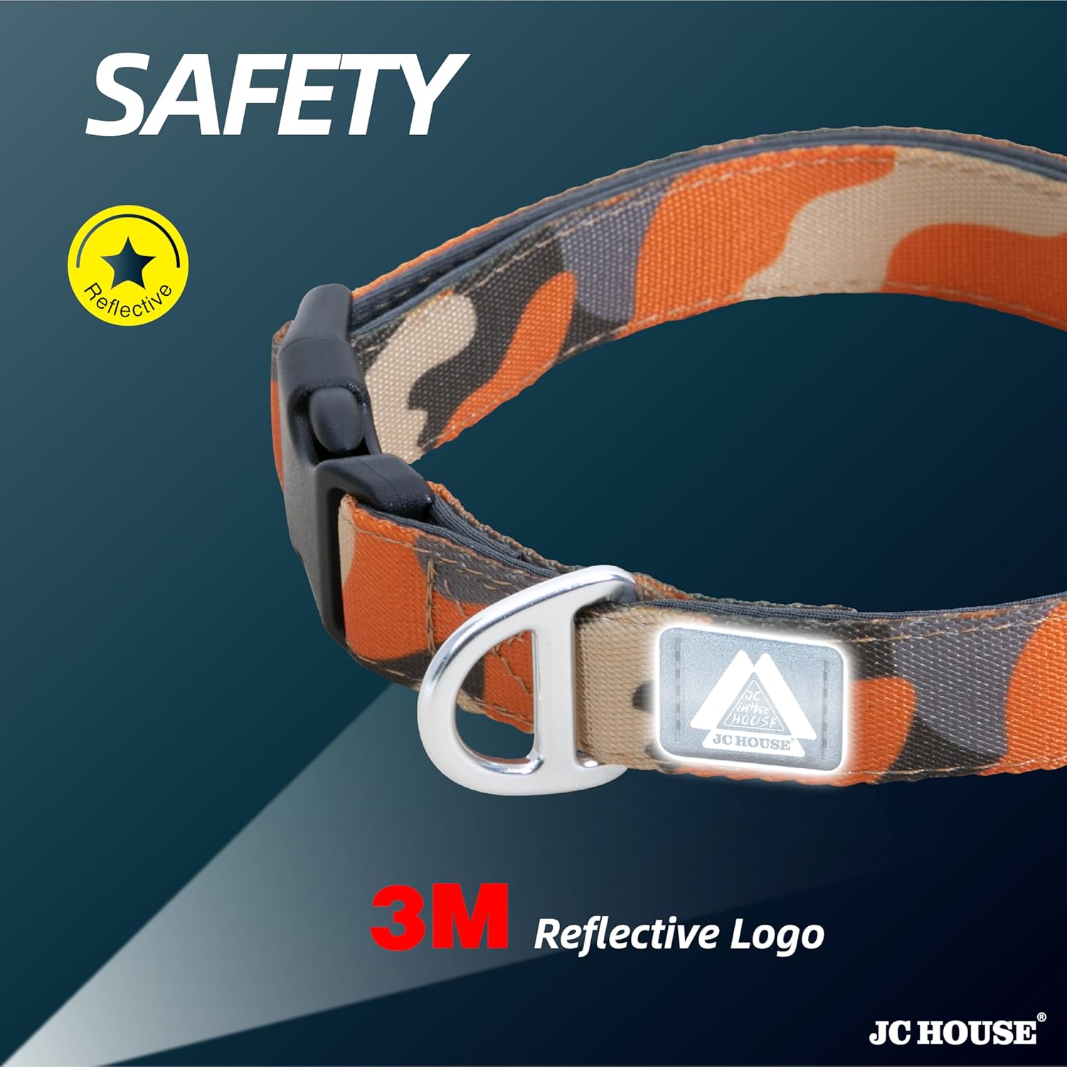 JC HOUSE Collar para perro acolchado suave, cuello de 9 a 14 pulgadas, collar ajustable resistente con logotipo reflectante 3M para perros pequeños,