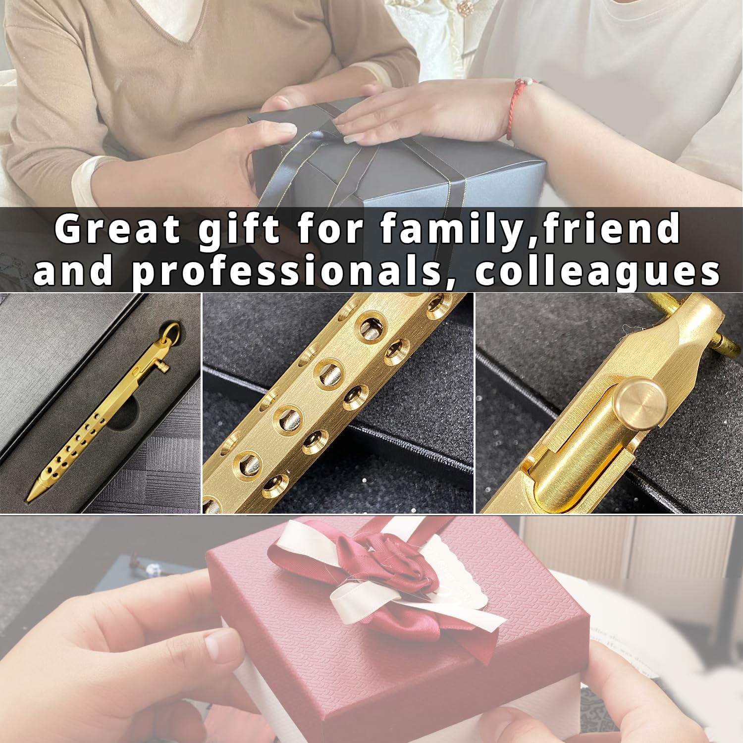 YUEZUDPO Bolt Action – Bolígrafo de latón macizo, bolígrafo de bolsillo de seis bordes, bolígrafo táctico de metal con recambios y clip, bolígrafo