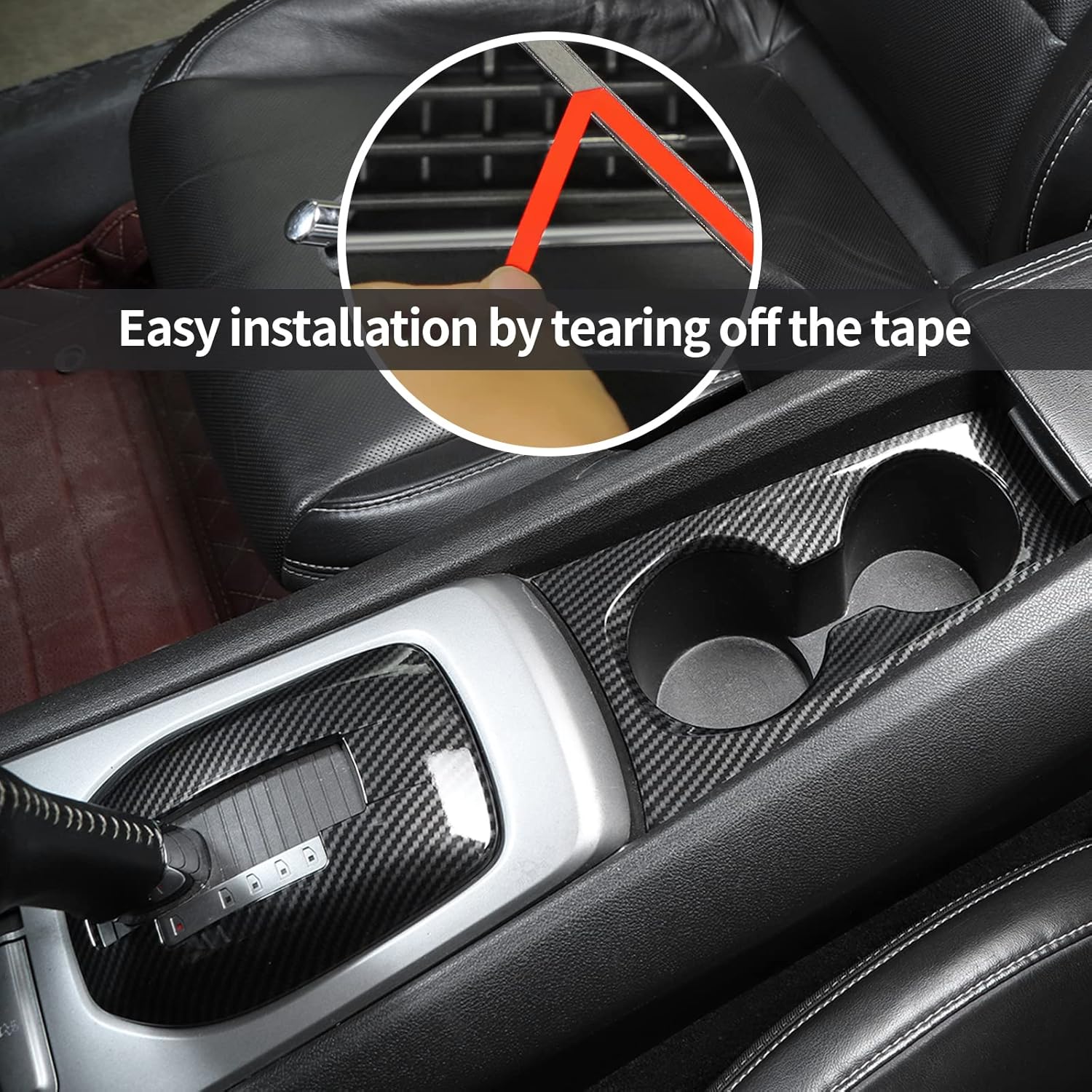 Kit de cubierta de fibra de carbono para portavasos delantero + caja de cambios para Chevrolet Chevy Camaro 2010-2015