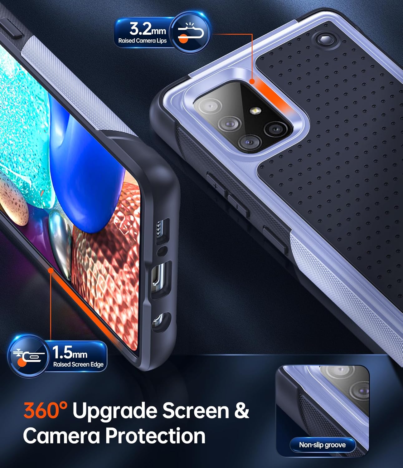 LeYi Funda para Samsung Galaxy A71 para mujeres y niñas con 2 unidades protectores de pantalla, doble capa protectora de policarbonato duro y