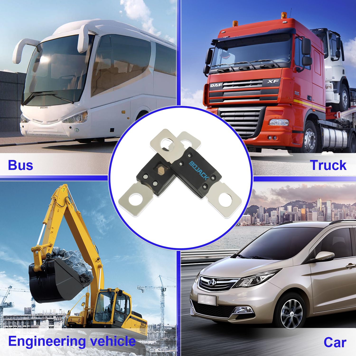 BOJACK MEGAAMG Fusible de alta corriente atornillado 300A Amp para automóviles, camiones, vehículos de construcción, autobuses, caravanas (paquete