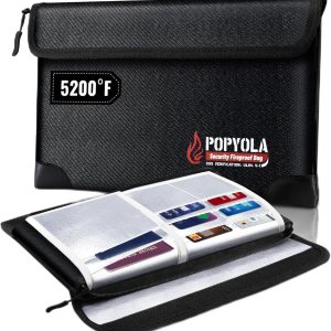 POPYOLA Bolsa de documentos ignífuga, mejorada 5200F bolsa ignífuga con aislamiento térmico, 12 x 8.3 pulgadas, bolsa impermeable ignífuga para POPYOLA Bolsa de documentos ignífuga, mejorada 5200F bolsa ignífuga con aislamiento térmico, 12 x 8.3 pulgadas, bolsa impermeable ignífuga para