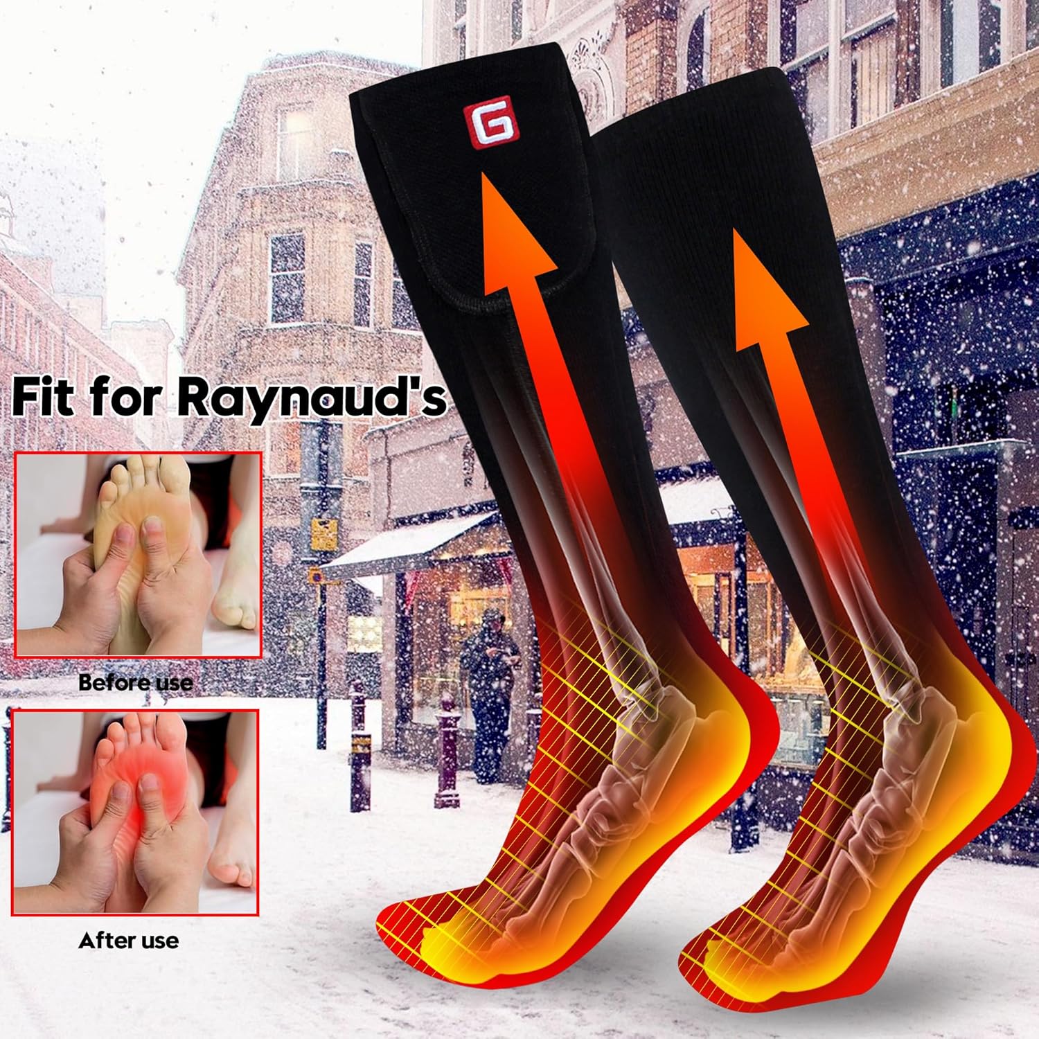 Calcetines calefactables para hombres y mujeres, calcetines eléctricos recargables con pilas, térmicos, cálidos, de invierno, lavables, para