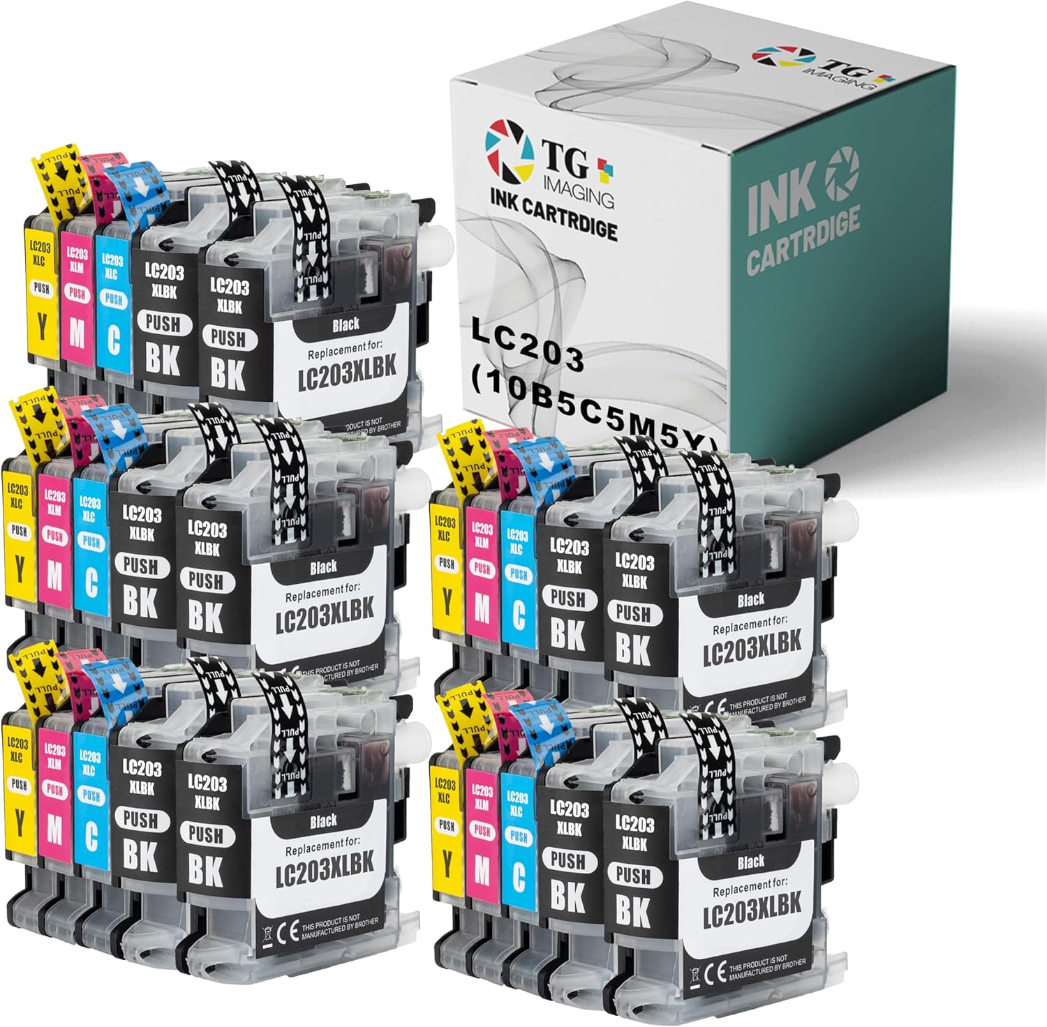 TG Imaging Cartucho de tinta compatible con LC 201 203 LC203 de alto rendimiento para impresora de inyección de tinta Brother MFC-J4420DW