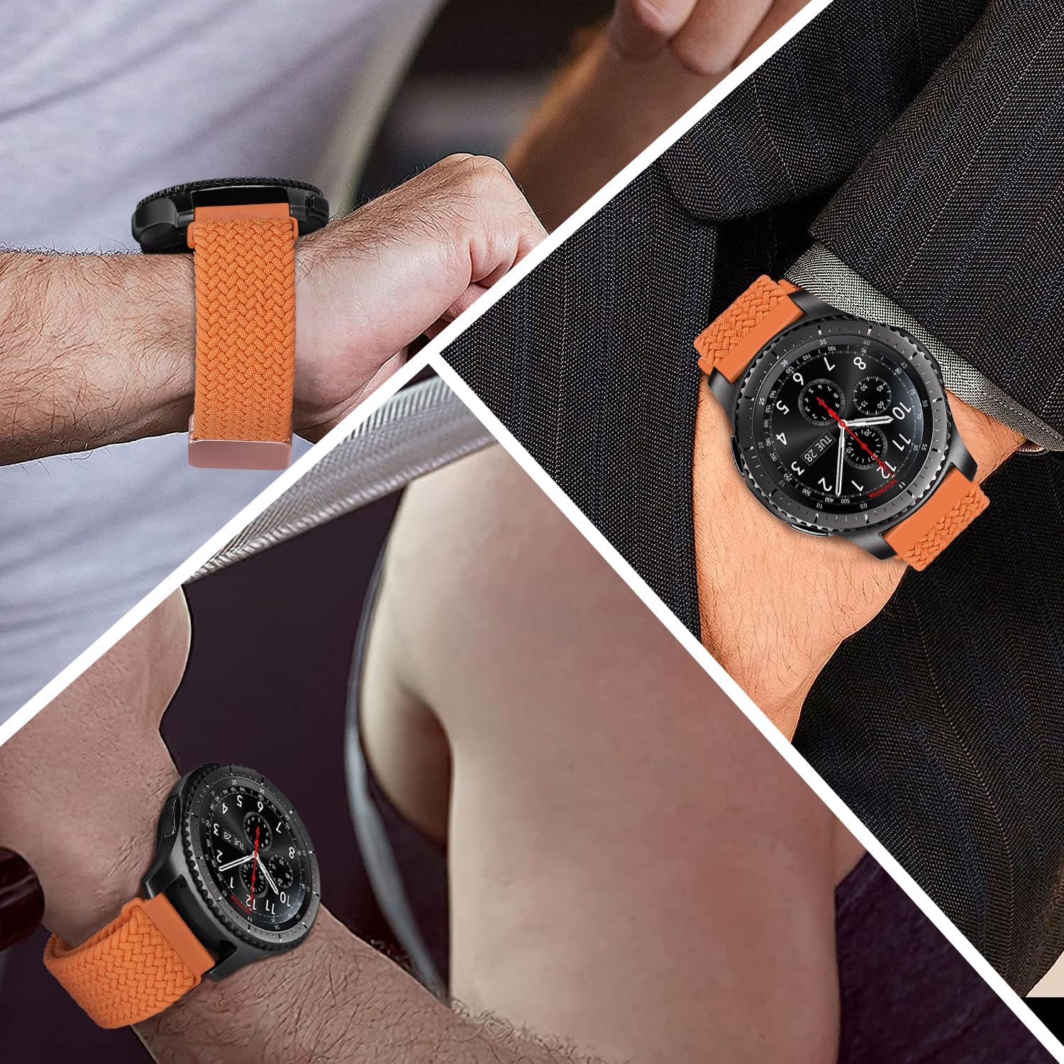 iBazal Compatible con Galaxy Watch de 1.81 pulgadasGalaxy Watch 3 de 1.77 pulgadasGear S3 Frontier Classic Band Nylon trenzado elástico elástico
