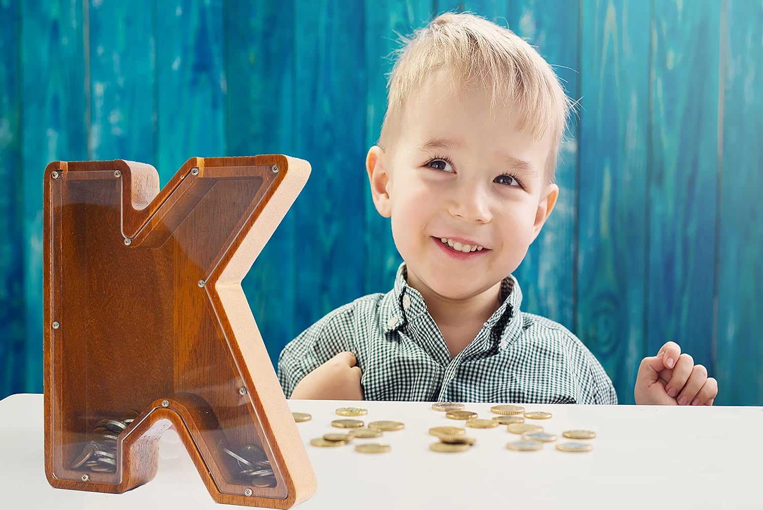 Alcancía de letras de madera grande personalizada, banco de letras para niños, personalizado con nombre personalizado, se puede utilizar como regalo