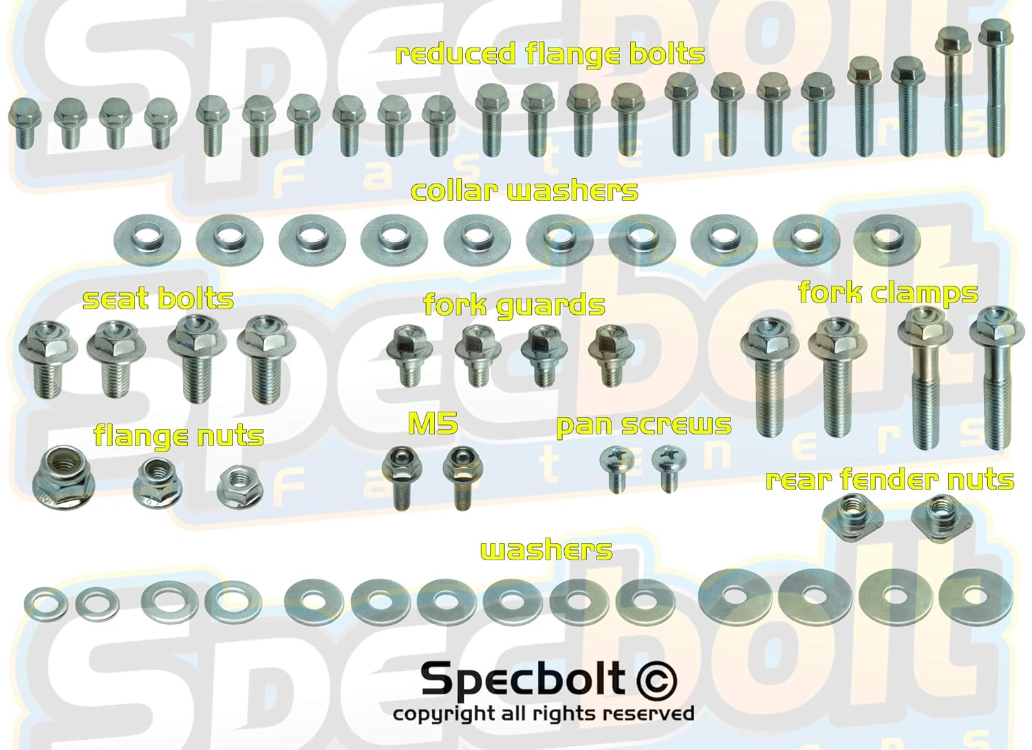 Specbolt Suzuki RM RMZ Spec Pak  RM80 RM85 RM100 RM125 RM250 y RMZ250 RMZ450 OEM Factory Match Fasteners Kit 65 80 85 100 125 250 450 Track Pack