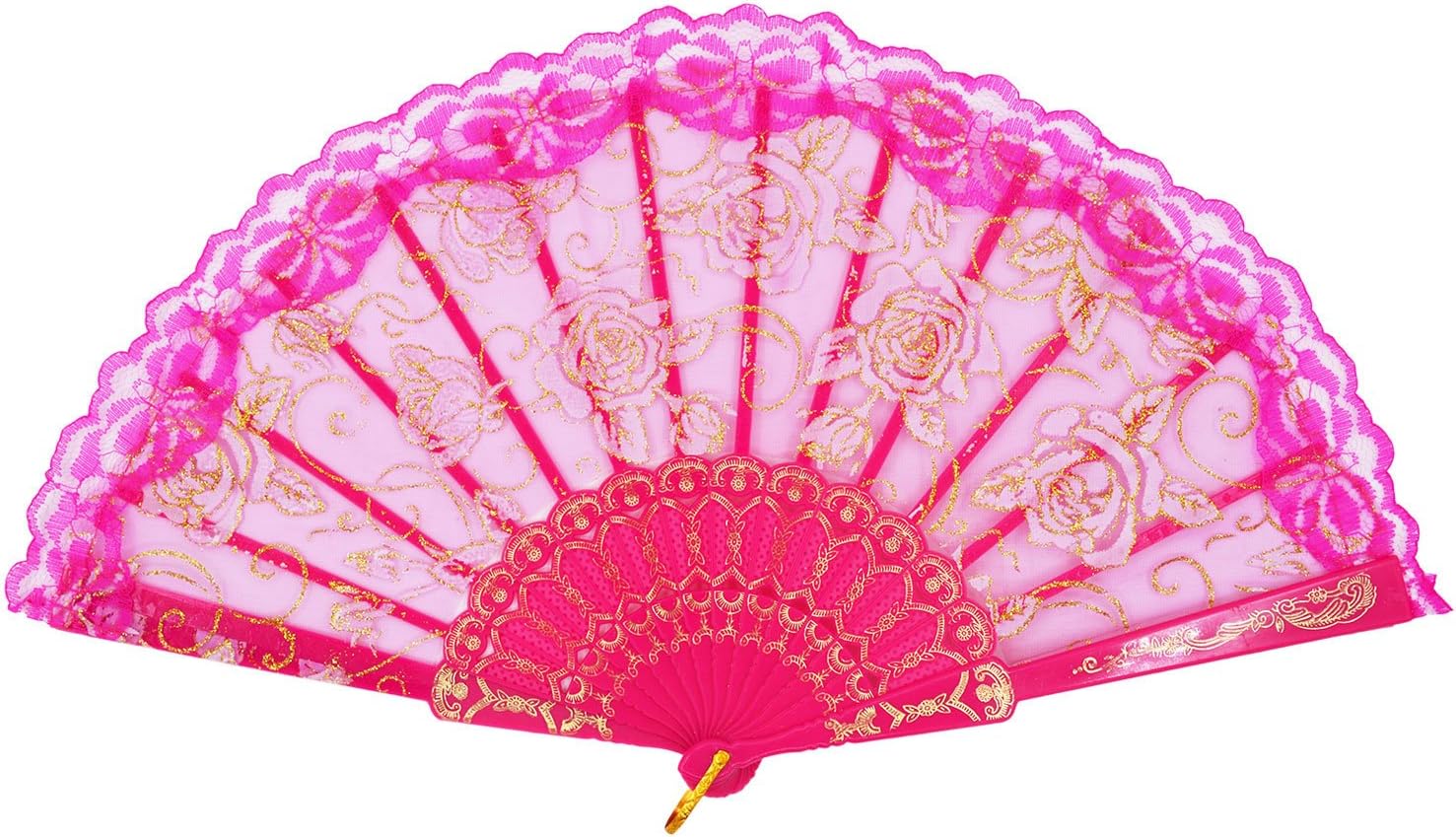 Amajiji abanicos plegables con diseño elegante y moderno de rosas, abanico de tela de encaje chinojaponés