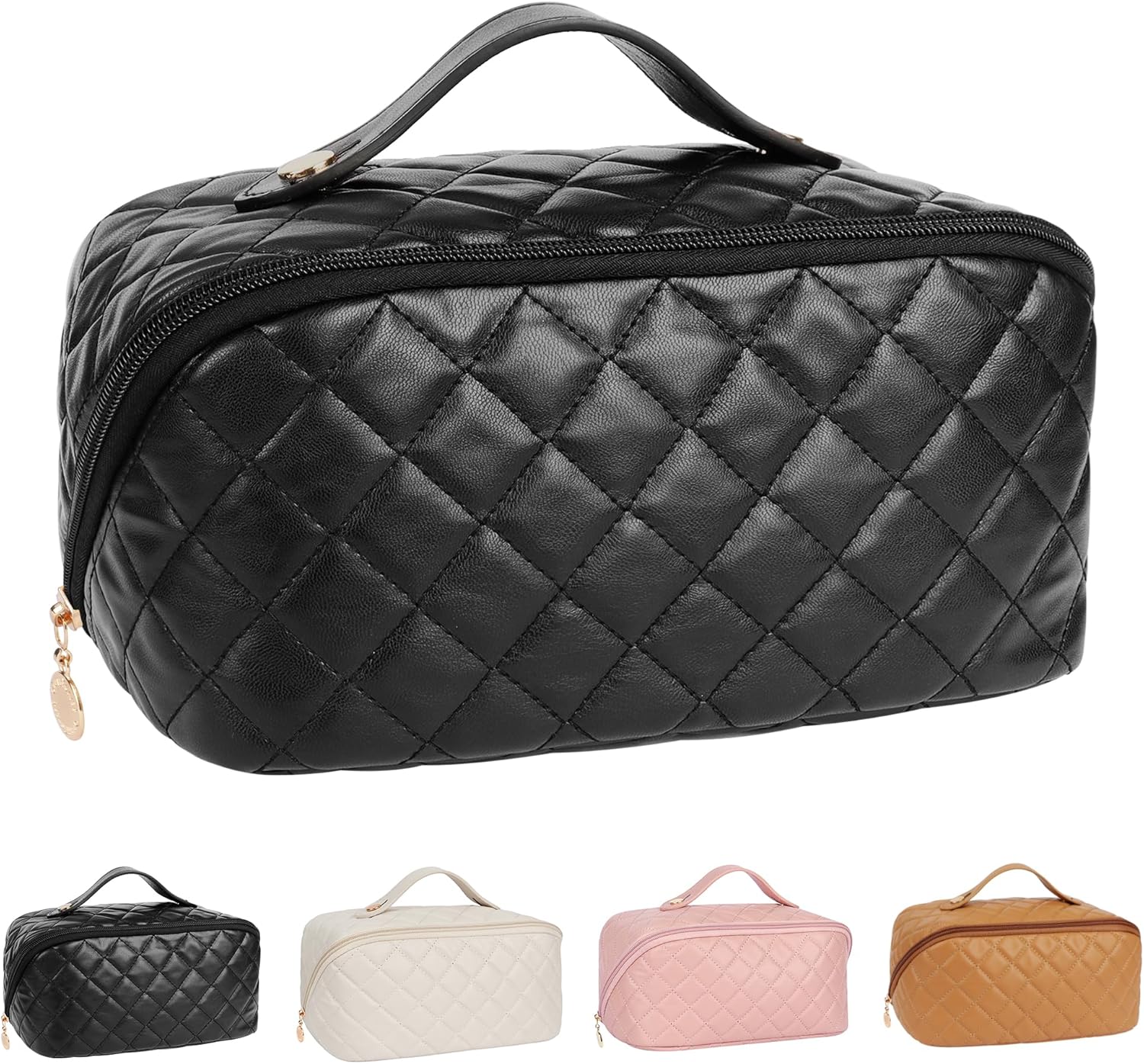 Ineowelly Abre una bolsa de cosméticos plana, Negro –