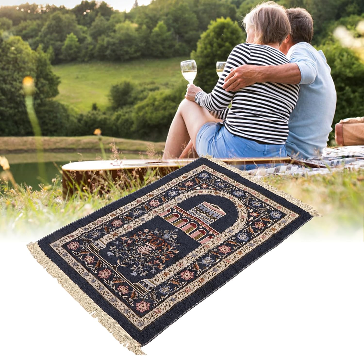 Zerodis Alfombra de oración islámica turca, alfombra de oración musulmana islámica, estilo étnico, moderna alfombra de oración intrincada, alfombra