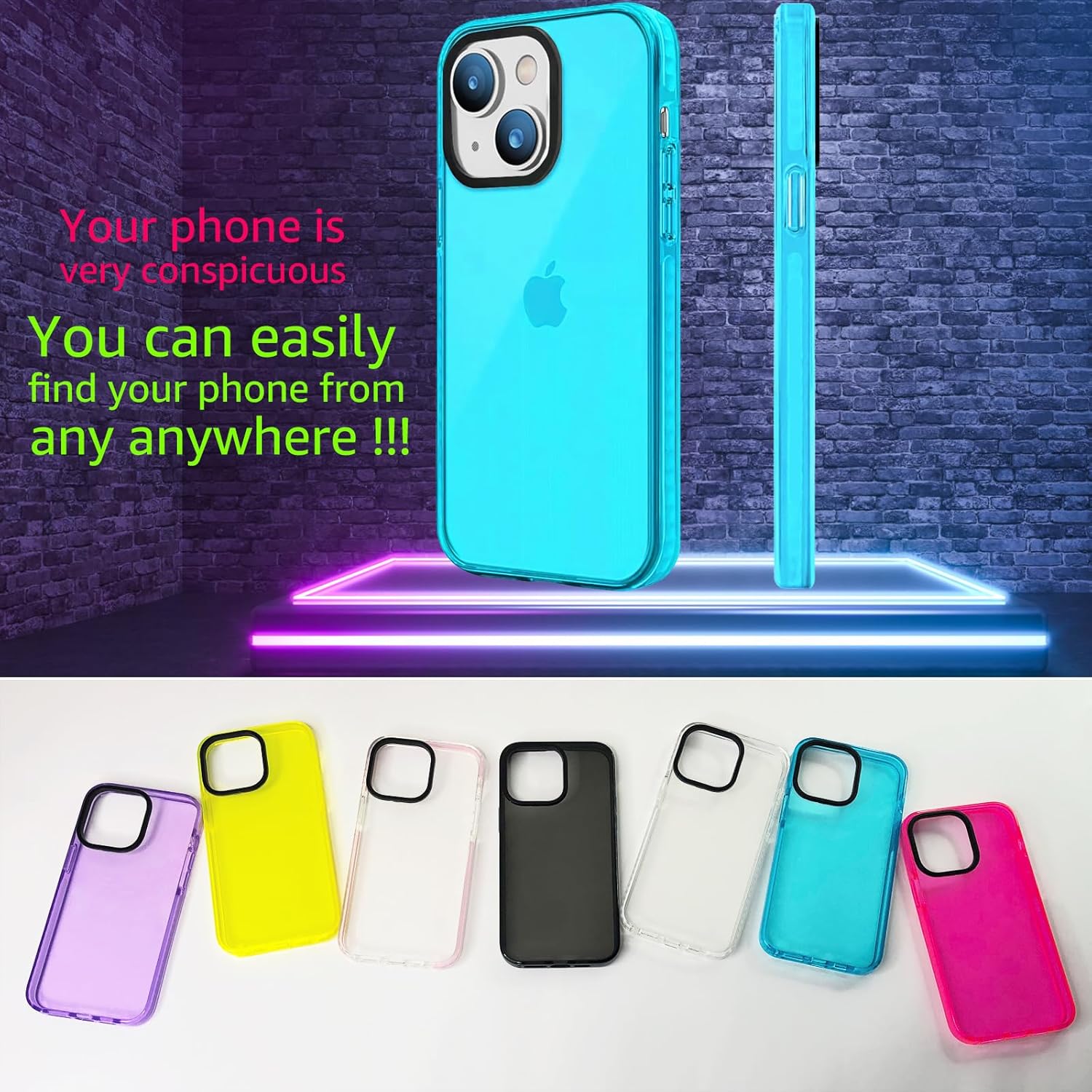 Funda transparente neón para iPhone 14 de 6.1 pulgadas, bonito diseño retro vibrante para mujeres, accesorios de los años 80, funda protectora de