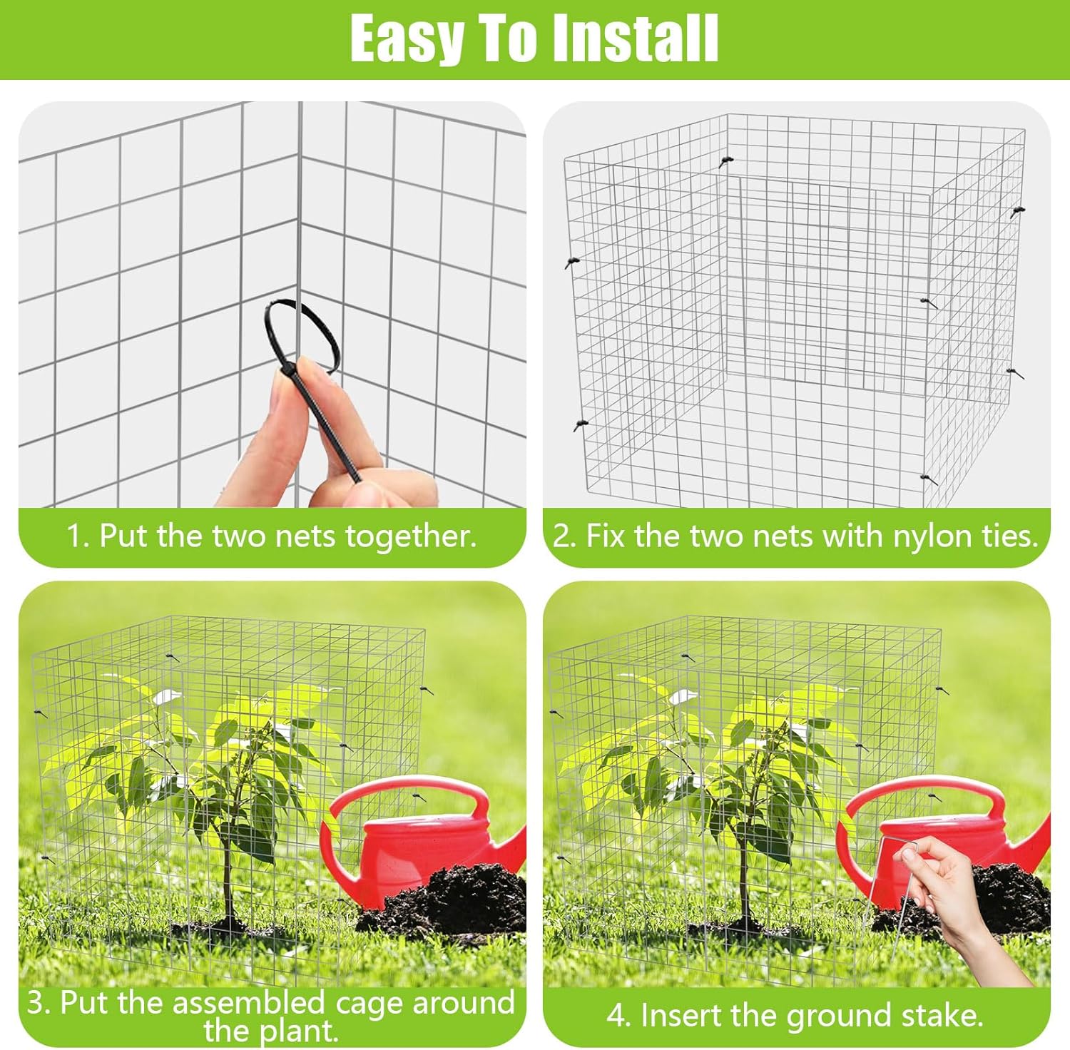 1 juego de 10 protectores de alambre para plantas de 11.8 x 11.8 pulgadas, protectores cuadrados para plantas de animales, jaula de malla para