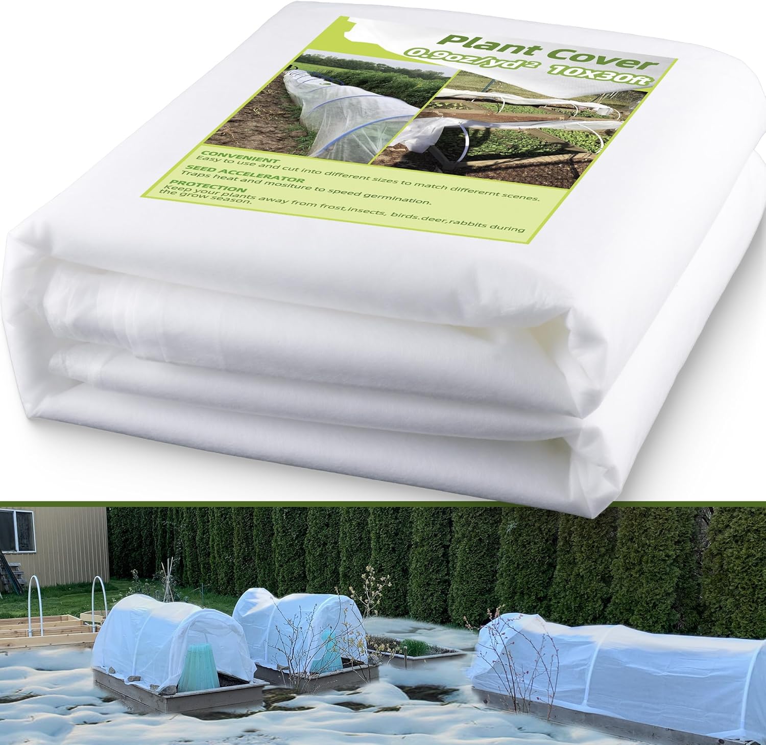 Cubiertas para plantas, protección contra congelación, 10 x 30 pies, manta de tela flotante para protección de invierno, 0.9 ozyd