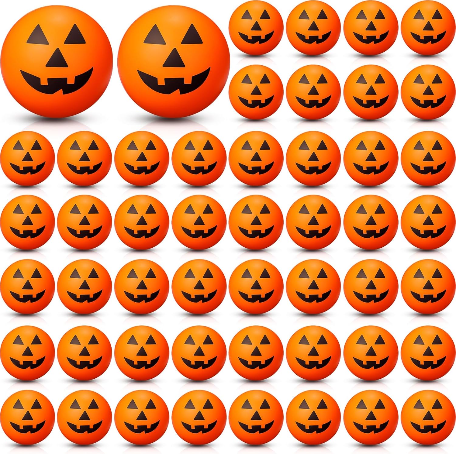 Jerify 50 mini bolas antiestrés de calabaza, bolas de estrés de Halloween de 1.57 pulgadas, pequeñas bolas de espuma de Halloween para suministros