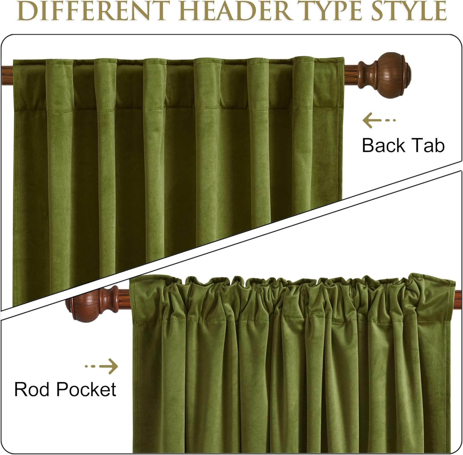StangH Cortinas de terciopelo verde oliva de 96 pulgadas para sala de estar, decoración de lujo para el hogar, oscurecimiento de la habitación,