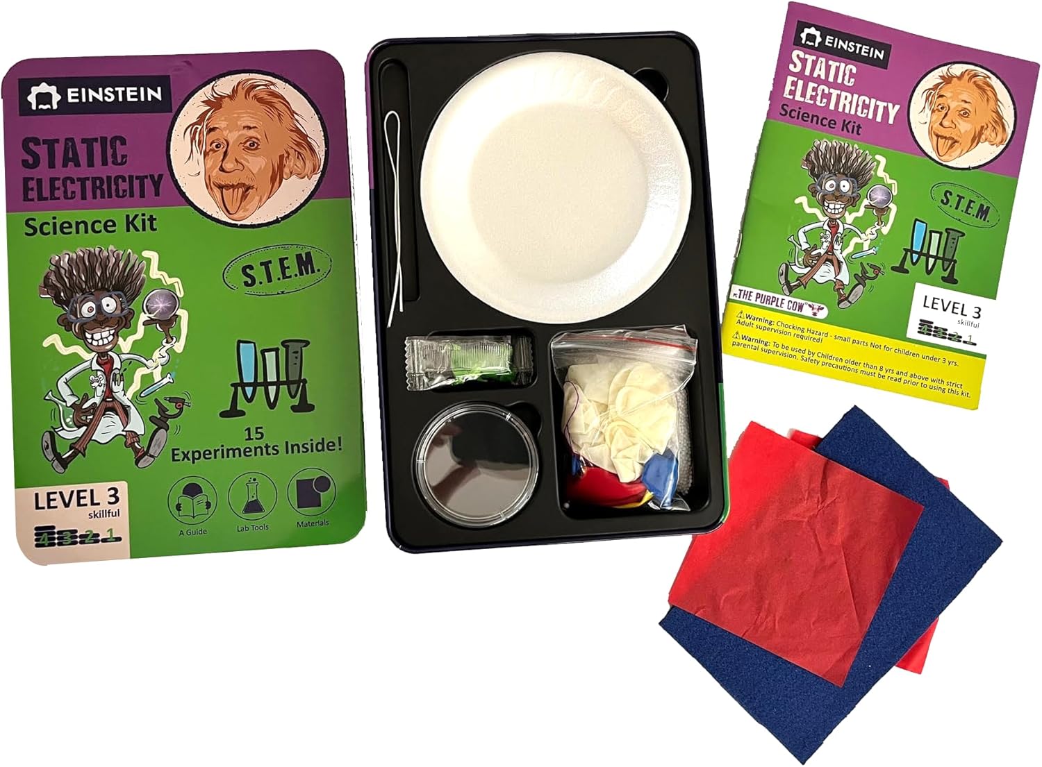 Kit de ciencia de laboratorio de electricidad estática de Einstein para niños. STEM para niños y niñas de 8 años en adelante. 15 experimentos