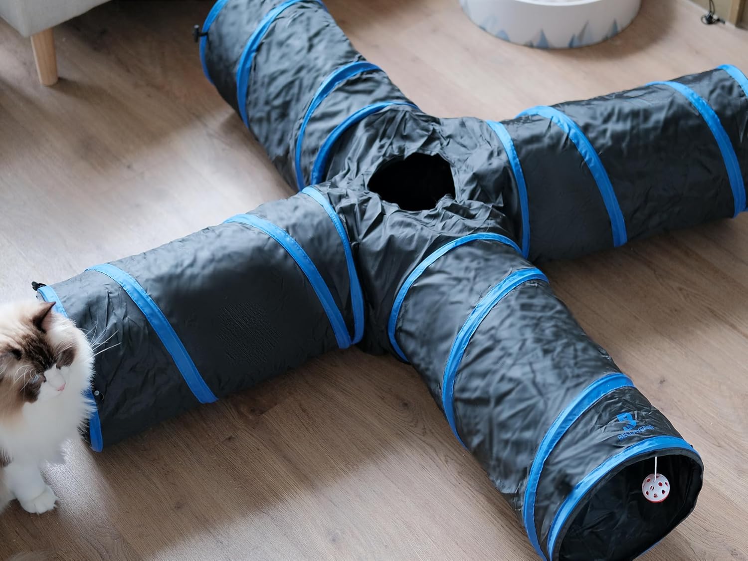 BELLAVENIR Juguetes de túnel para gatos para interiores, suministros extra grandes para gatos grandes, fáciles de limpiar, olor fresco, acogedora