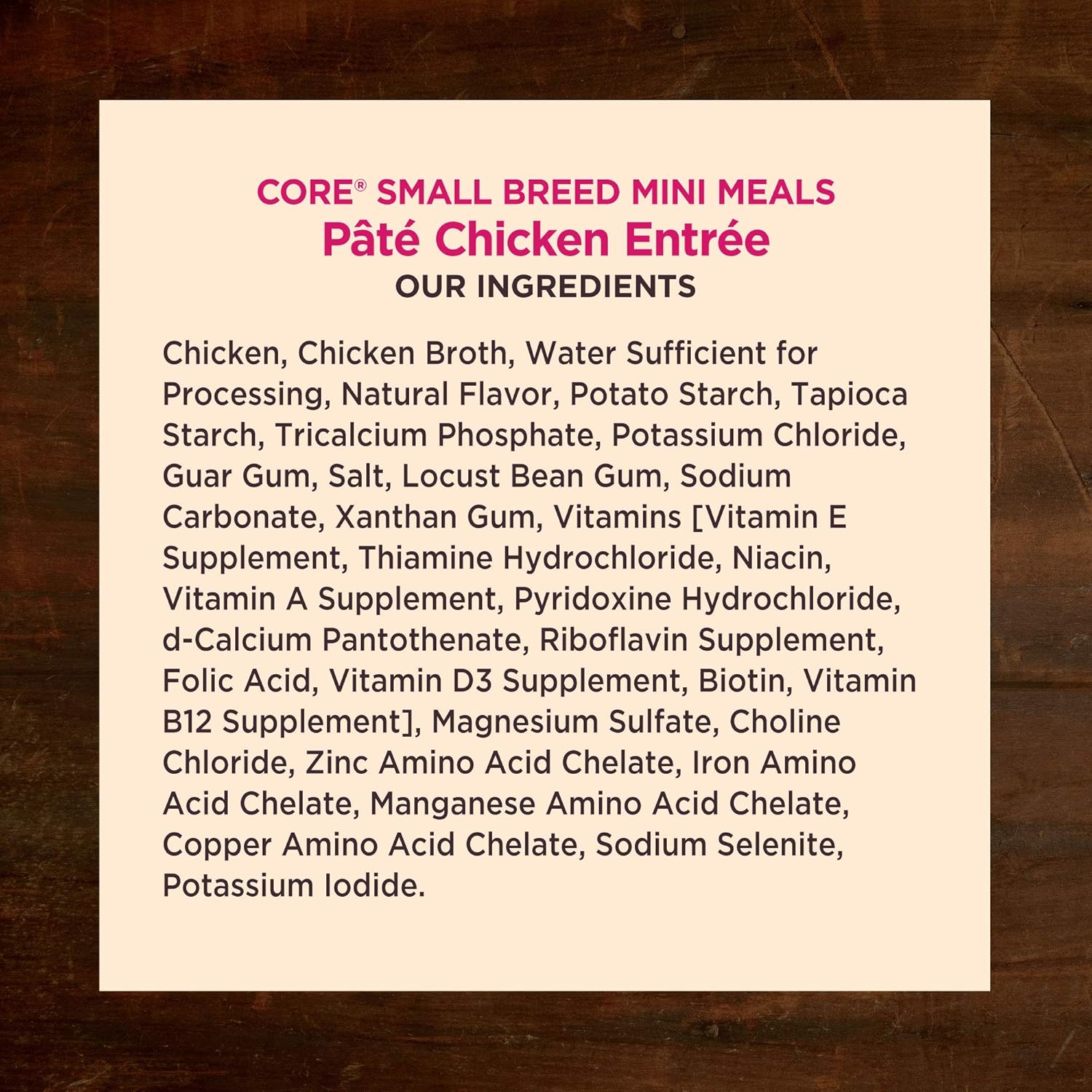 Wellness CORE – Alimento húmedo natural para perros de raza pequeña, sin granos, plato principal de pollo en paté, bolsa de 3 onzas (paquete de 12)