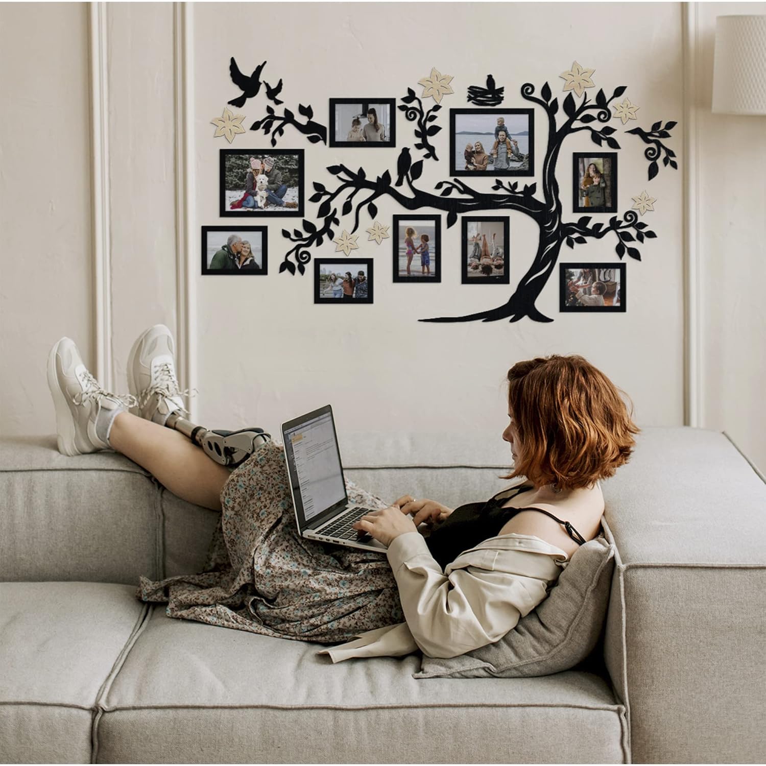 78×44″ Large Home Decor Wood Family Tree Wall Decal with Frame Pictures STANDARD, Decoraciones Para Salas de Casa Wall Art, Wall Stickers for Living
