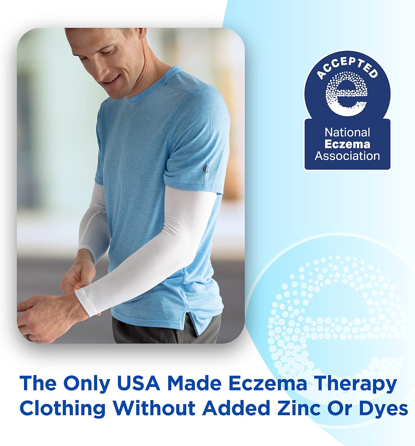 AD RescueWear Ropa de eczema para adultos – Camisa blanca de manga larga para hombre – Alivio de la picazón, ultrasuave y ecológica, sin zinc ni