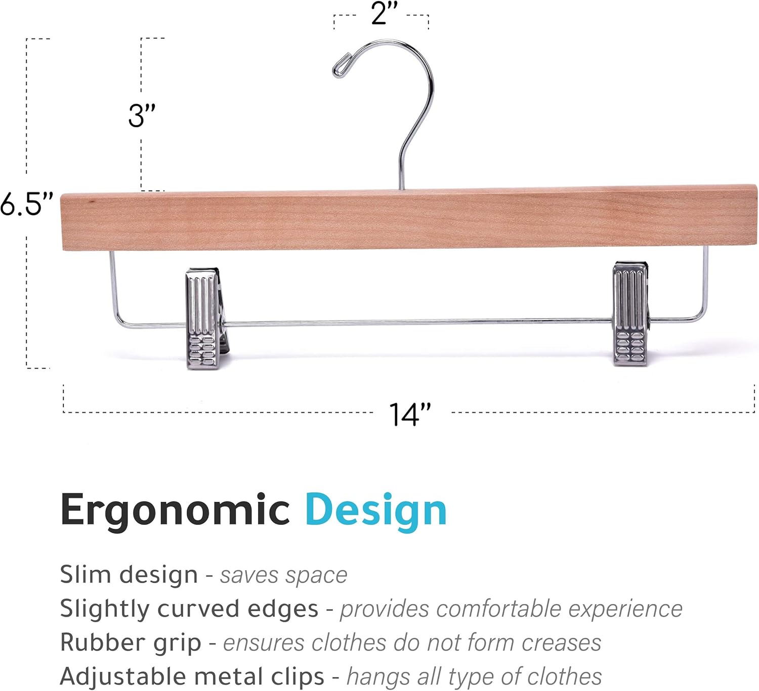Quality Hangers Perchas de madera para pantalones, paquete de 10 perchas giratorias de tela con gancho, falda de madera de loto, pantalones,