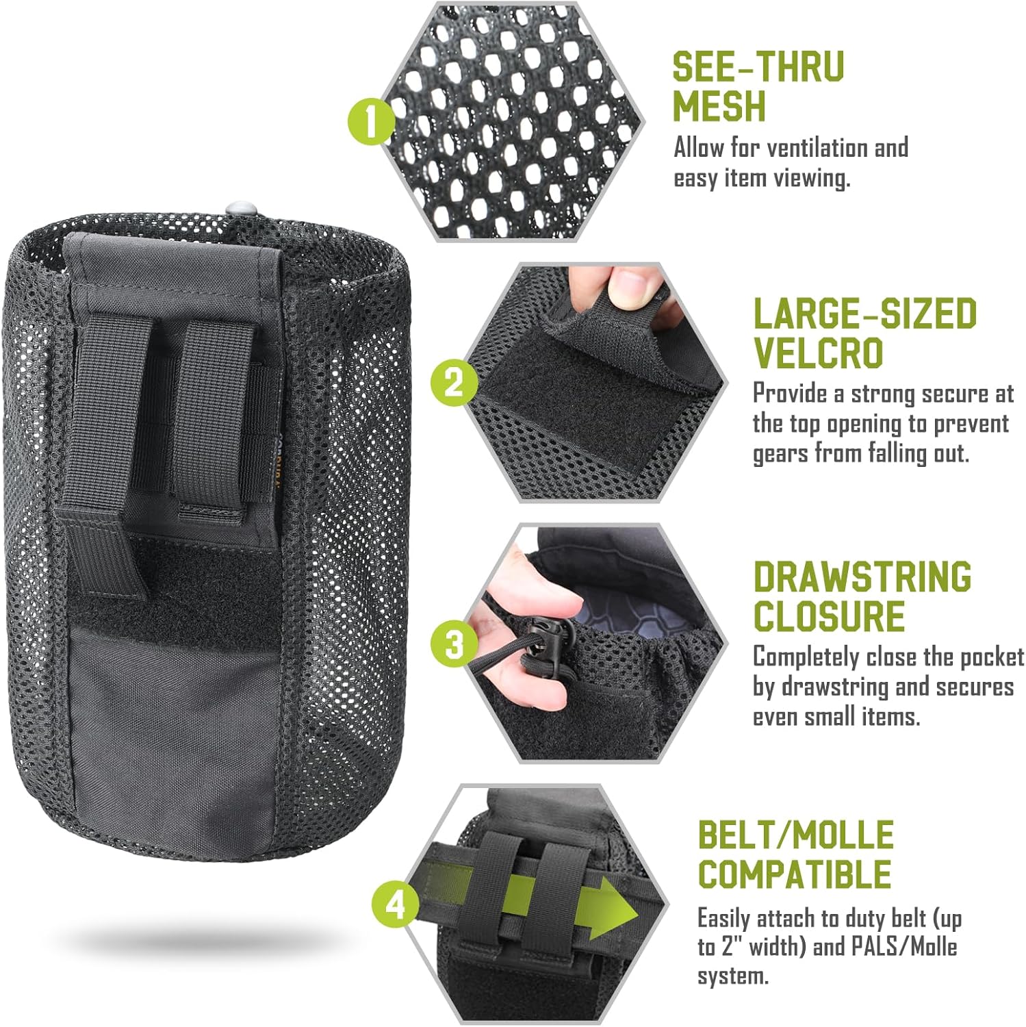 WYNEX Bolsa táctica Molle Dump,Roll-Up Drawstring Magazine Utility Bag plegable