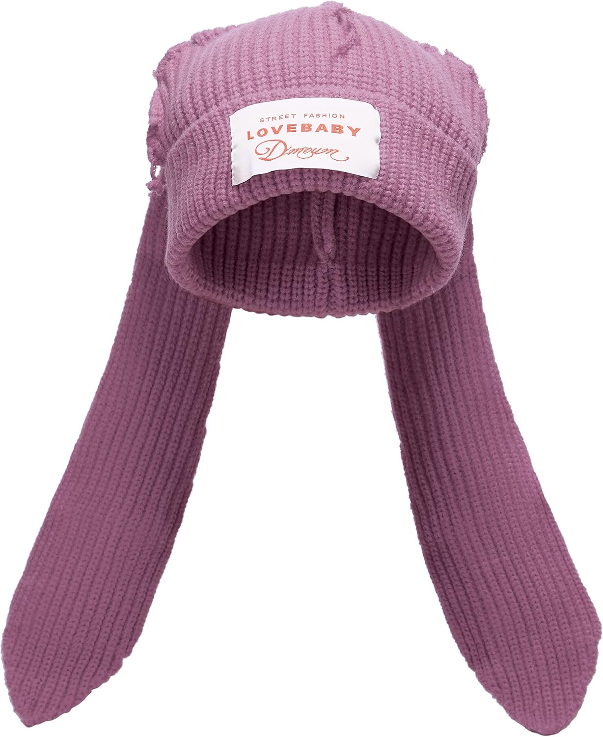 Gorro de punto con orejas largas de conejo, gorro divertido de invierno, gorro cálido de punto de conejo de ganchillo para exteriores