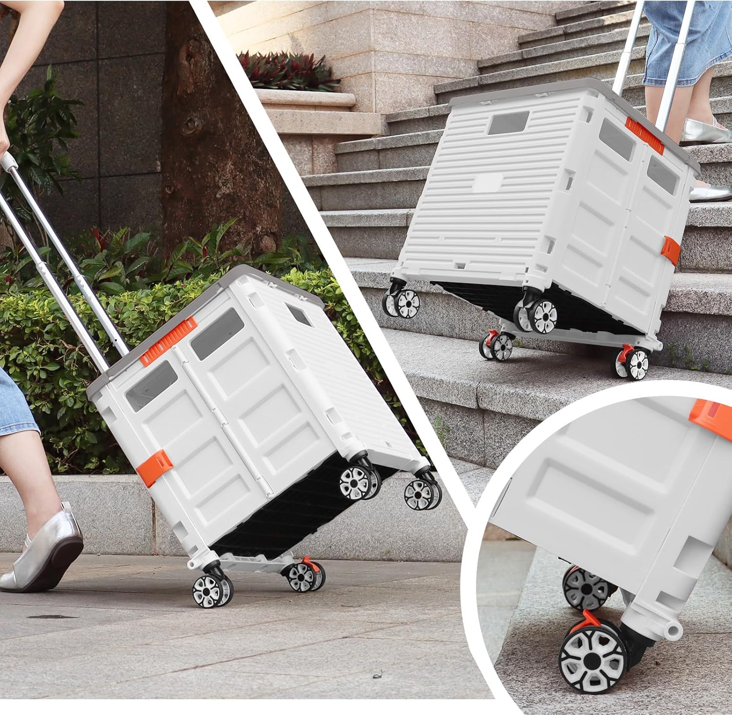 Carro plegable de utilidad, carrito de herramientas portátil plegable con ruedas, capacidad de carga de 176 libras, tapa magnética telescópica con