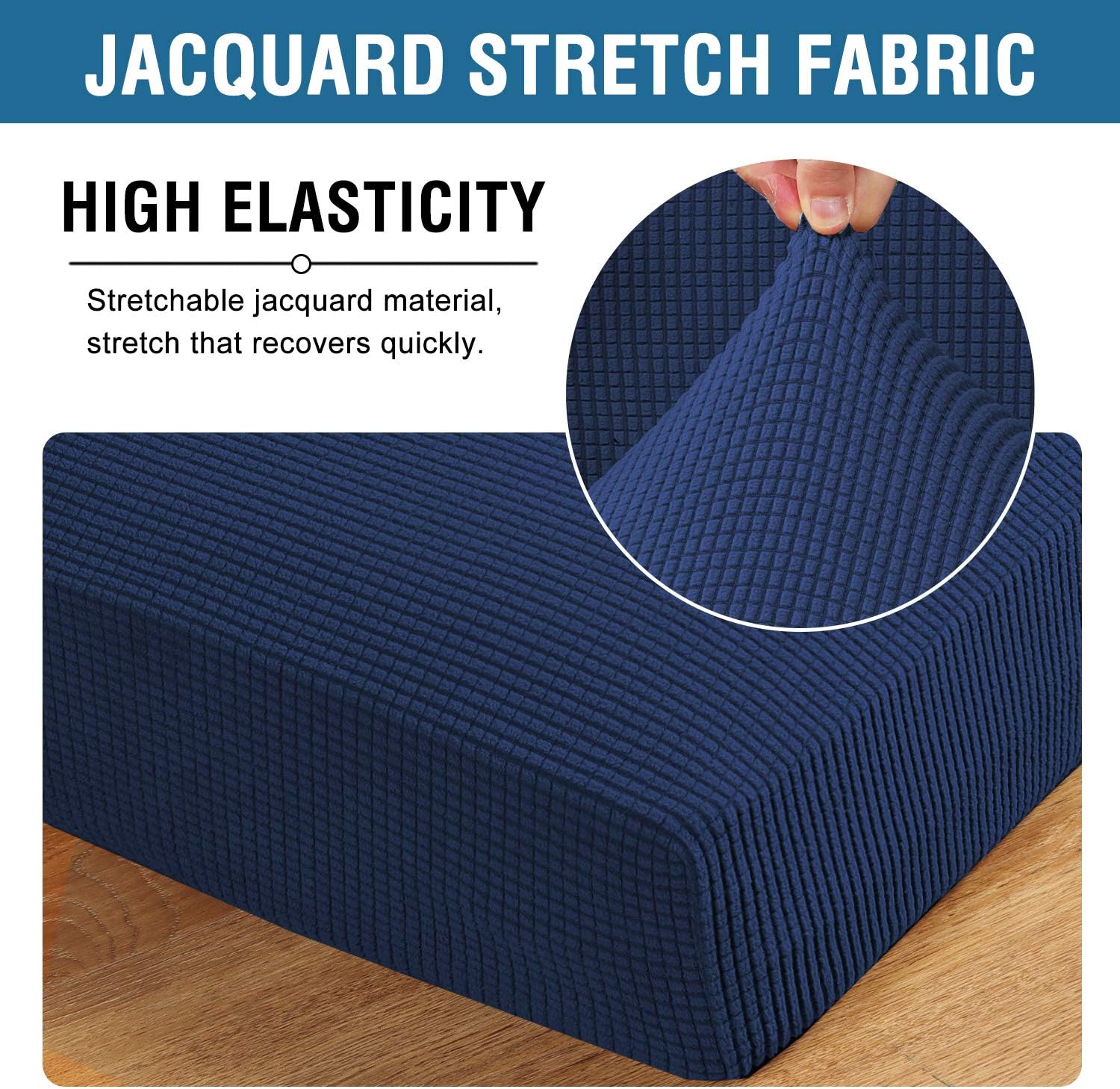 H.VERSAILTEX – Fundas de cojín para asiento individual de sofá, súper elásticas, grueso tejido de sarga texturizado jacquard