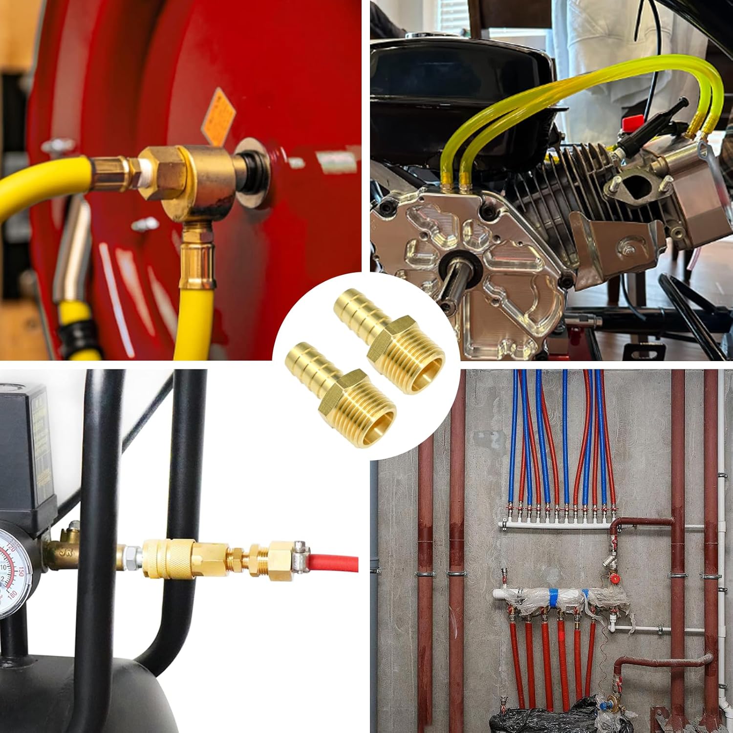 SDTC Tech Paquete de 2 accesorios de púas de manguera de latón de 14 pulgadas de púa x 14 pulgadas NPT macho adaptador de accesorios de tubería