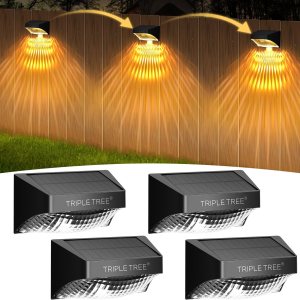 INCLAKE Paquete de 4 luces solares para valla, cambio de color síncrono, luces solares para cubierta con blanco cálido y modo RGB y función de INCLAKE Paquete de 4 luces solares para valla, cambio de color síncrono, luces solares para cubierta con blanco cálido y modo RGB y función de