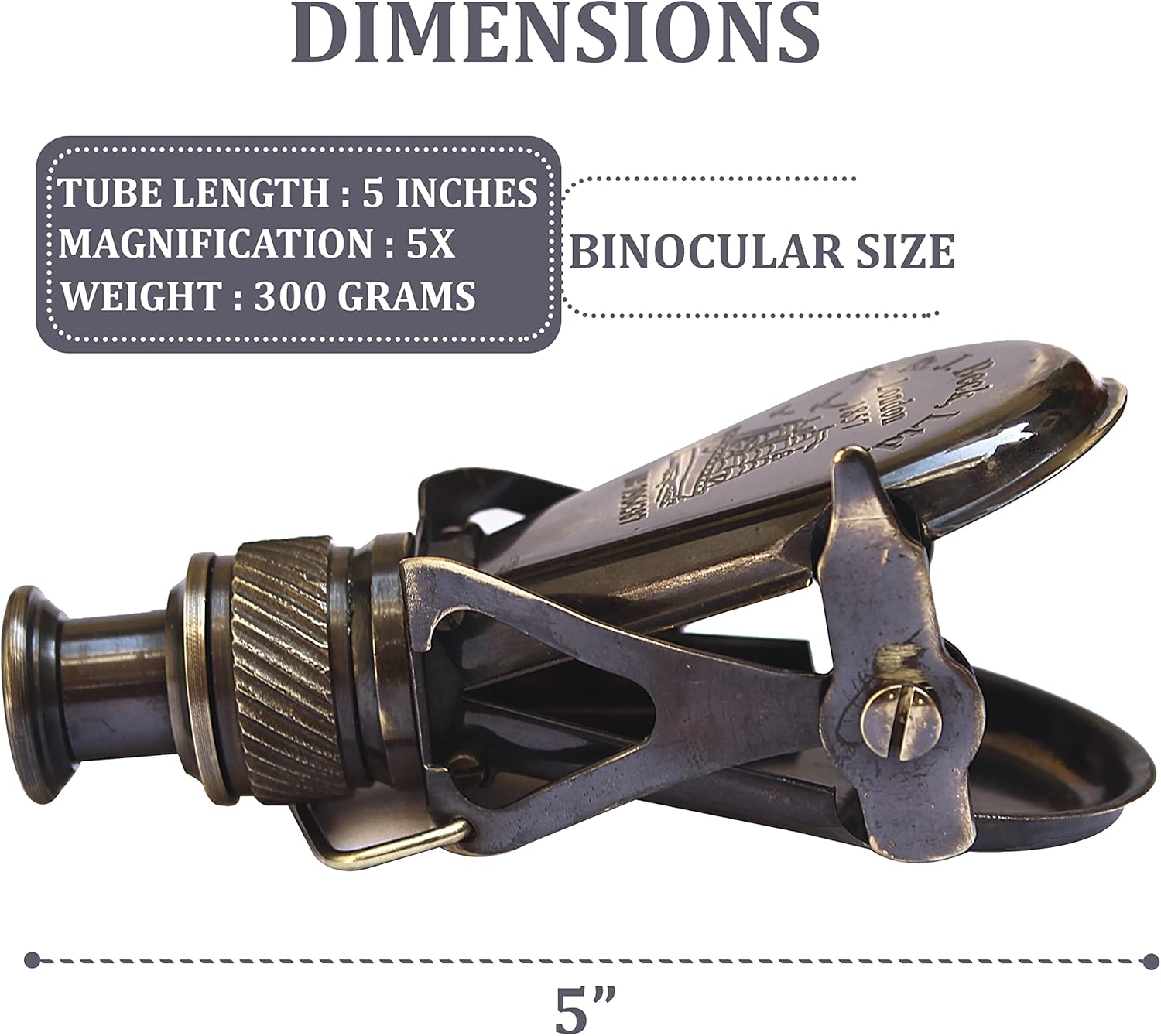 Náutico latón antiguo pequeño monocular marino vintage R & J Beck Londres 1857 Logo Binoculares para actividades al aire libre Colección del hogar