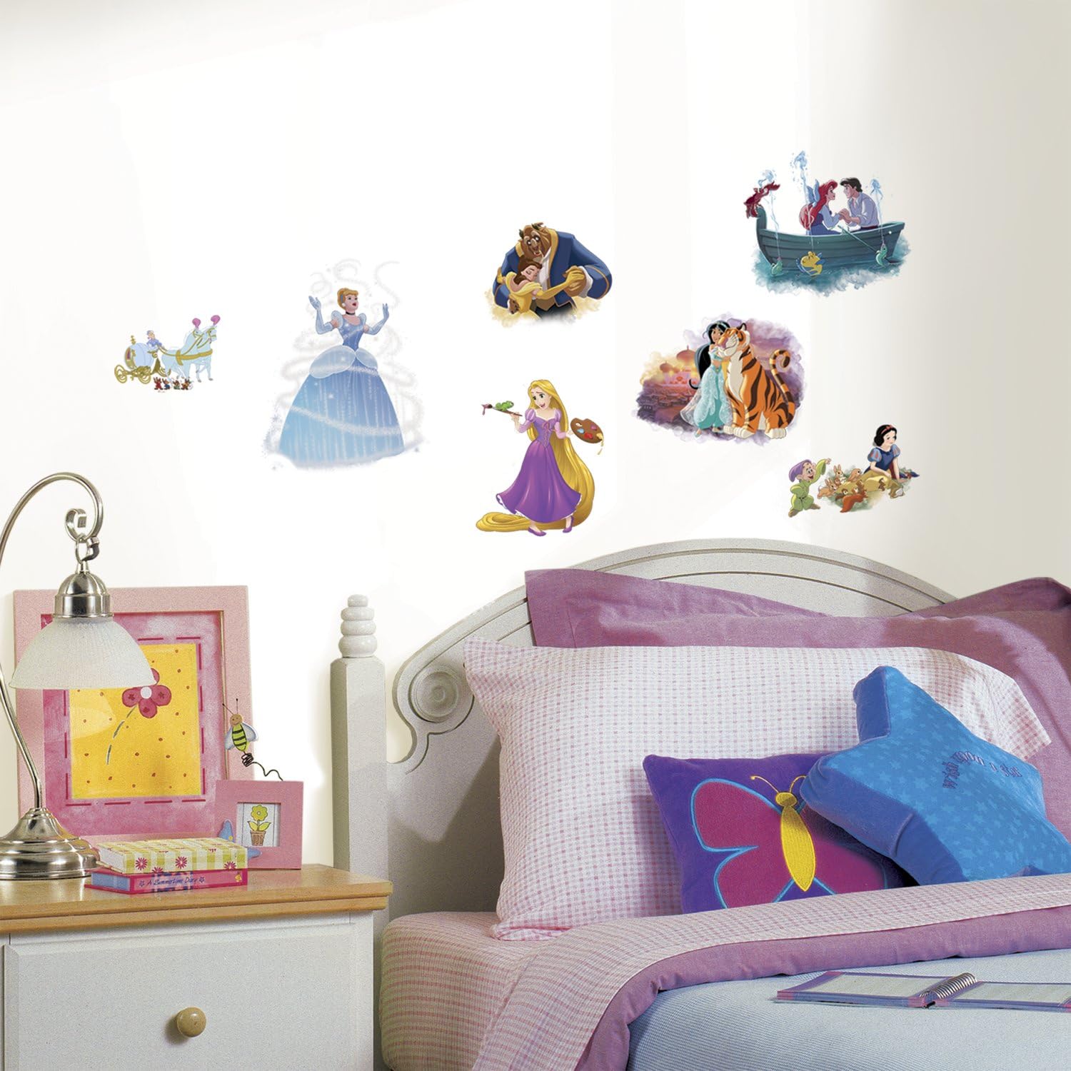 RoomMates RMK3278SCS Disney Princess Dream – Calcomanías de pared grandes para despegar y pegar, azul, verde, naranja