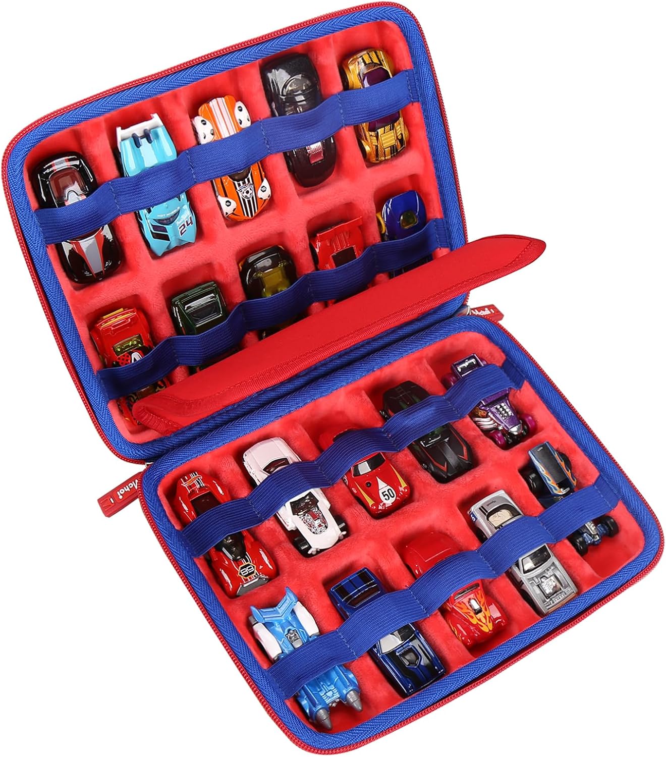 Mchoi Estuche de transporte a prueba de golpes para Hot Wheels 20 coches, organizador de auto de juguete para tu caja de cerillas, color rojo, solo