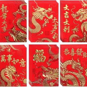 Cabilock 60 sobres rojos 2024 Dragón chino Año Nuevo Dinero Bolsillos Lucky Hong Bao regalo sobres de dinero en efectivo paquetes para Año Nuevo Cabilock 60 sobres rojos 2024 Dragón chino Año Nuevo Dinero Bolsillos Lucky Hong Bao regalo sobres de dinero en efectivo paquetes para Año Nuevo