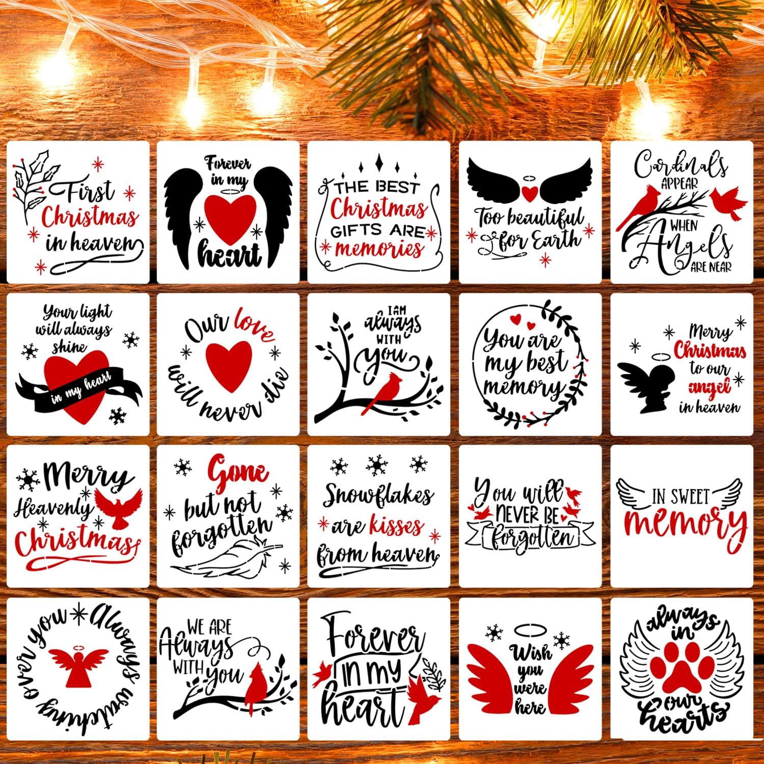 Plantillas navideñas para pintar sobre madera de 6 pulgadas, plantillas conmemorativas de Navidad, plantillas cardenales, plantillas de Navidad en