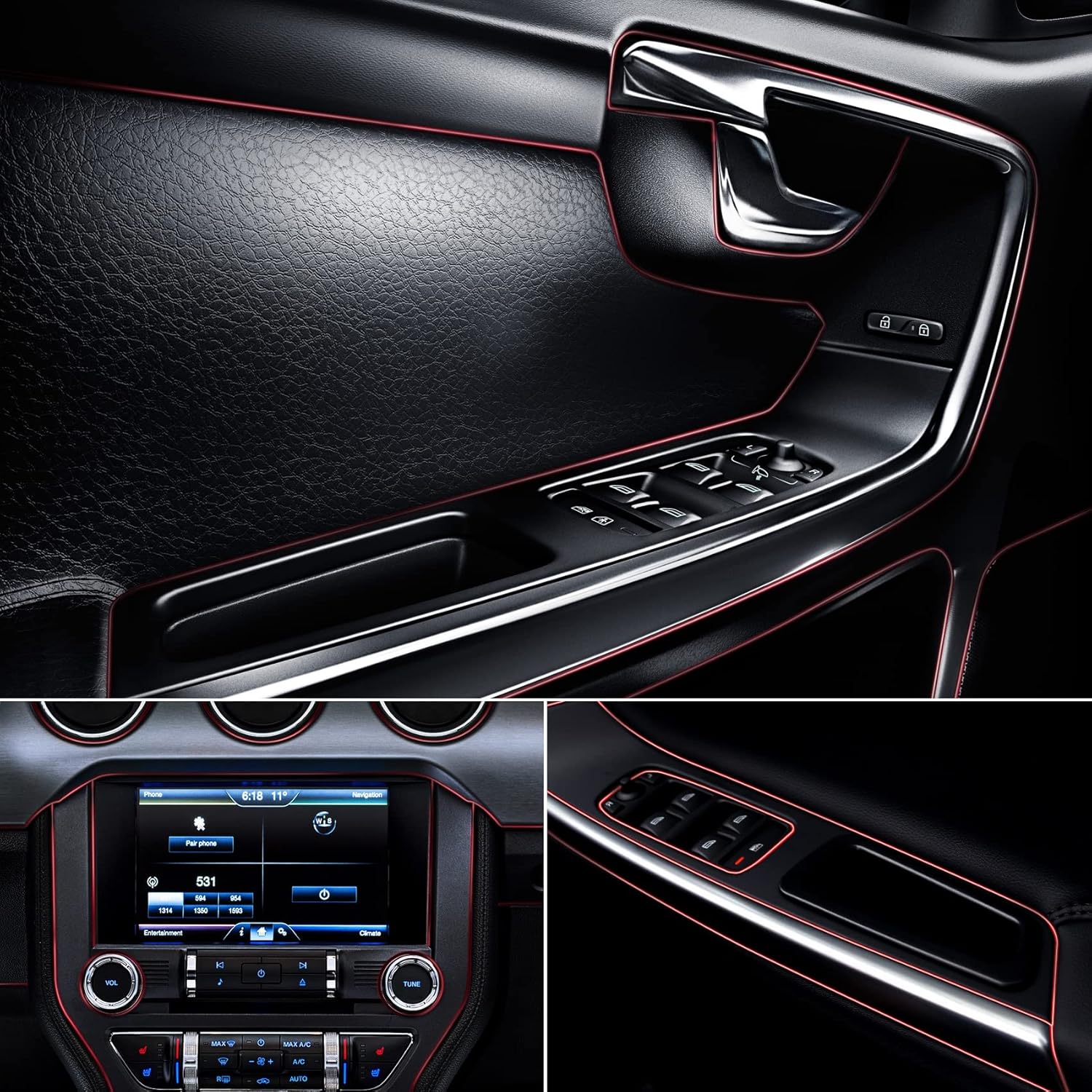 OIIKI Tiras de moldura para interior de automóvil de 49 pies  49.2 ft, accesorios universales para interiores de automóvil, decoración de línea de