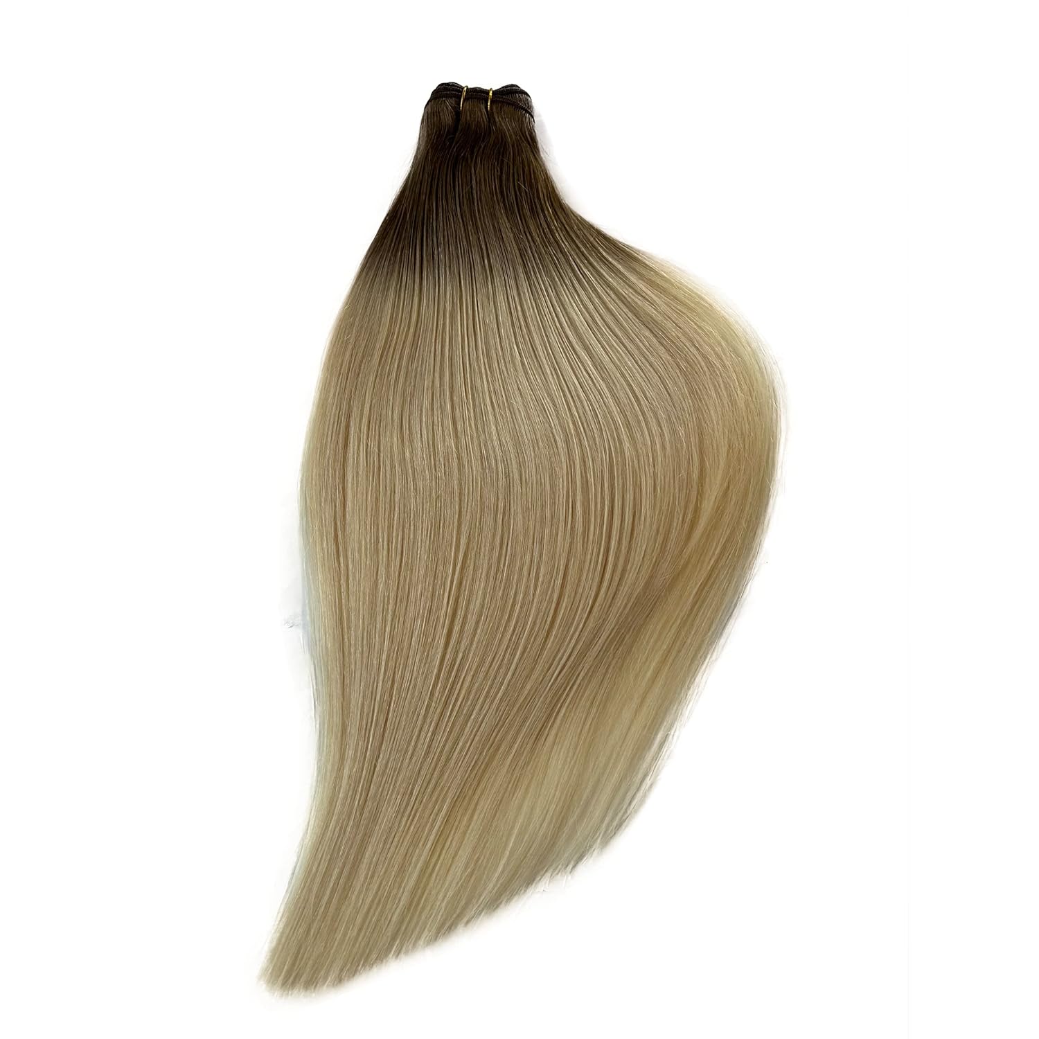Extensiones de cabello humano rubio degradado atadas a mano, color rubio ceniza que se desvanece a rubio platino, atadas a mano, extensiones de