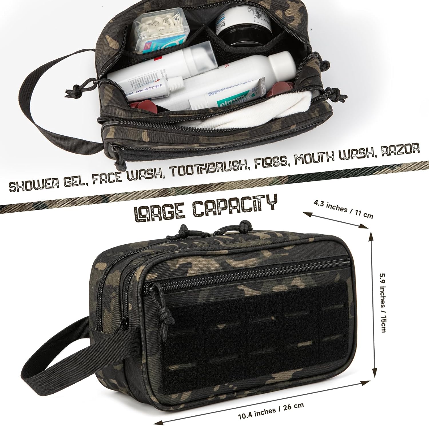 QT&QY Neceser táctico para hombre, bolsa de higiene EDC herramienta militar Molle bolsas pequeñas Dopp Kit de afeitado para hombre Bolsas de ducha