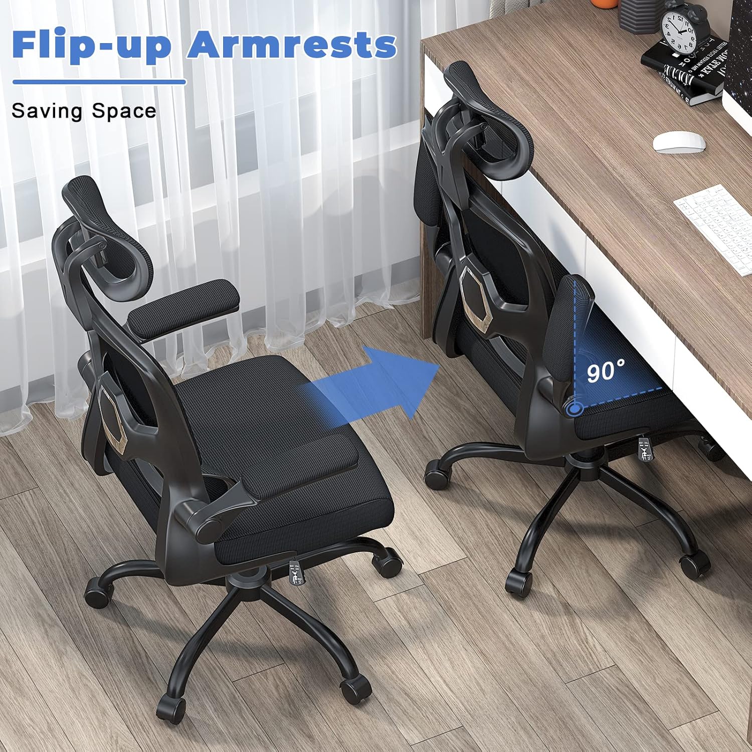 naspaluro Silla de oficina ergonómica, silla de computadora con respaldo alto y soporte lumbar elástico adaptativo, altura ajustable, reposacabezas