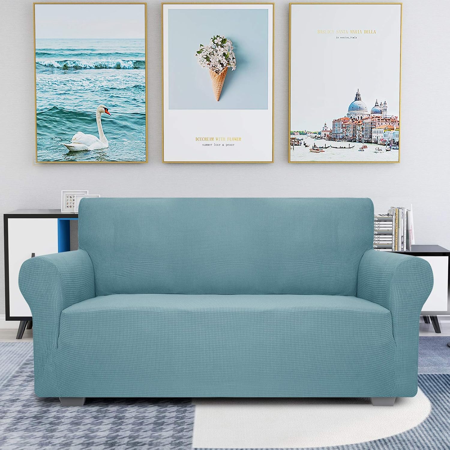 JIVINER – Fundas de sofá de alta elasticidad para sillón de 3 plazas, fundas de sofá elásticas de jacquard de 1 pieza, fundas para sofá