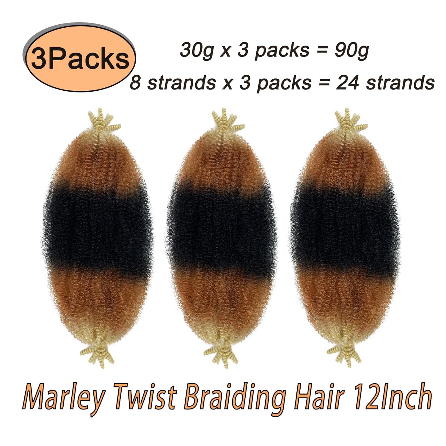 Cabello afro Twist de 12 pulgadas, 3 paquetes de cabello trenzado Marley Twist para rastas suaves, cabello corto estilo Bob, envoltura de cabello