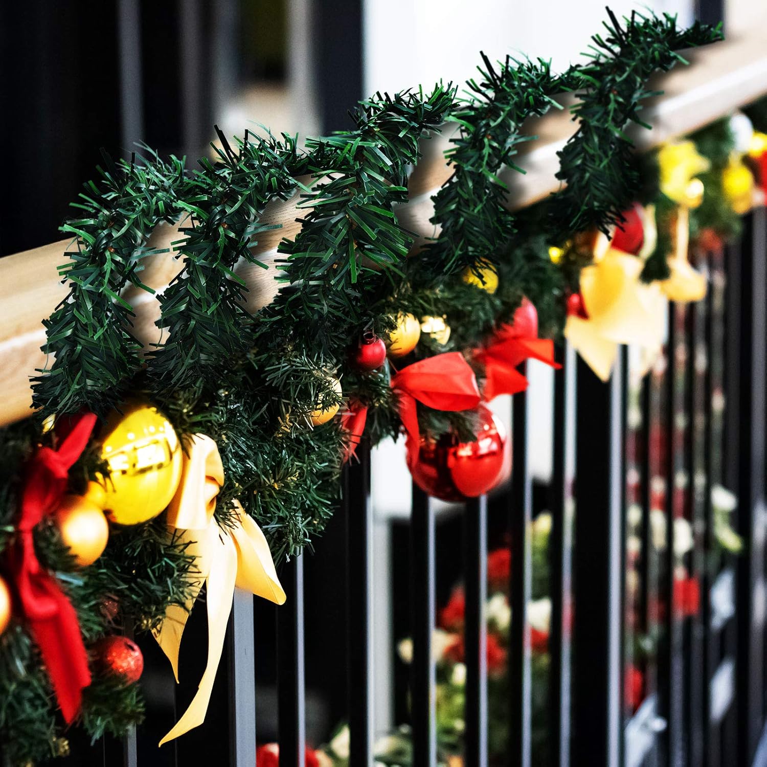 EBOOT 24 guirnaldas de Navidad verdes, guirnalda de Navidad artificial, guirnalda de pino artificial, lazos flexibles para manualidades, fiestas de