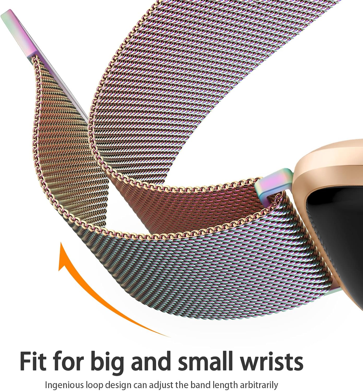 Meliya Metal Band Compatible with Fitbit Versa 2 Watch Bands Women Men, Stainless Steel Metal Mesh Loop Adjustable Magnetic Wristband Stylish