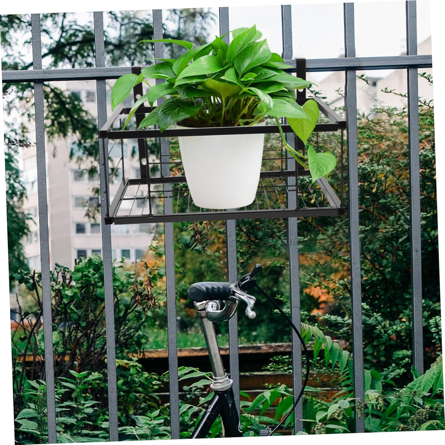 1 juego de valla de hierro forjado soporte de flores colgante para plantas cesta barandilla estante cocina estante maceta estante metal planta