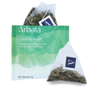 Arbata Té de menta y limón, 12 bolsas de té piramidal, té verde ligeramente cafeinado, té de menta verde artesanal con sabor natural con matices de Arbata Té de menta y limón, 12 bolsas de té piramidal, té verde ligeramente cafeinado, té de menta verde artesanal con sabor natural con matices de