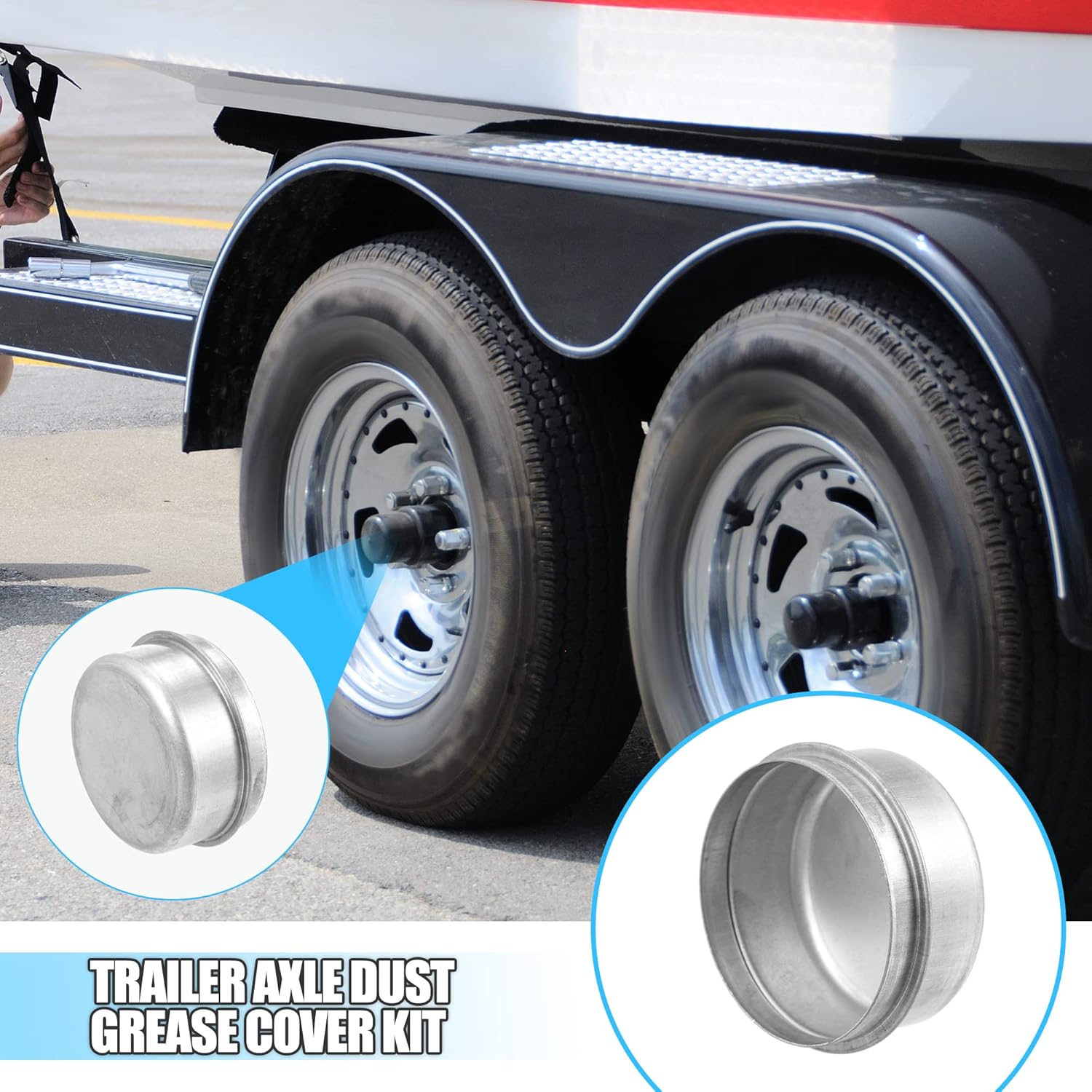 X AUTOHAUX 4 unids 2.72 “Remolque Eje Tapa Antipolvo Copa Cubierta de grasa para Dexter EZ Lube Remolque Camper 7000 a 8000 Lb Eje Rueda Hub Cojinete