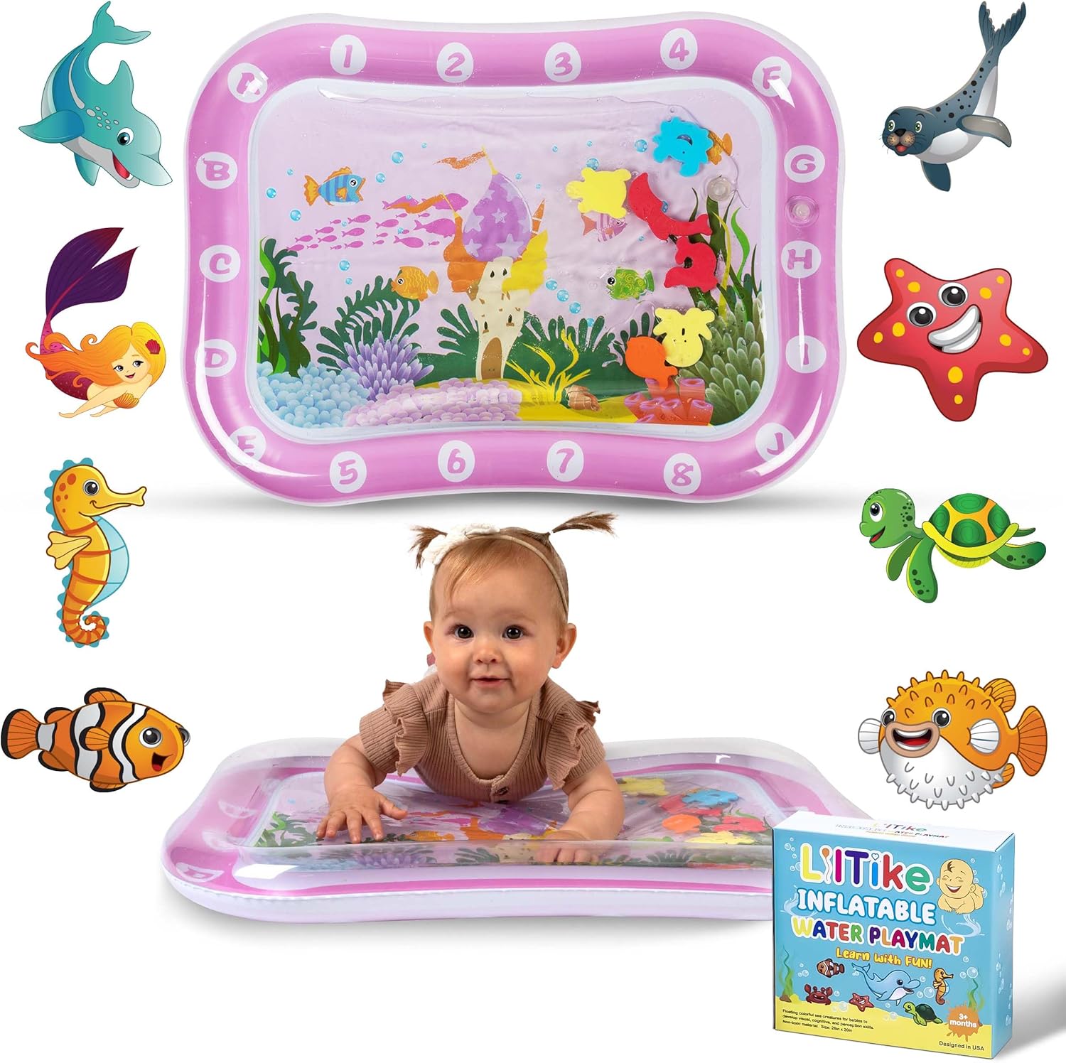 LilTike Alfombrilla de agua para bebés y bebés  16 nuevos diseños y colores  Gran idea de regalo para recién nacidos  3, 6, 9 meses de desarrollo